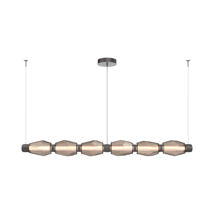 Gem Mandrel Linear LED Chandelier in Graphite/Bronze Blown Glass (74-Inch).