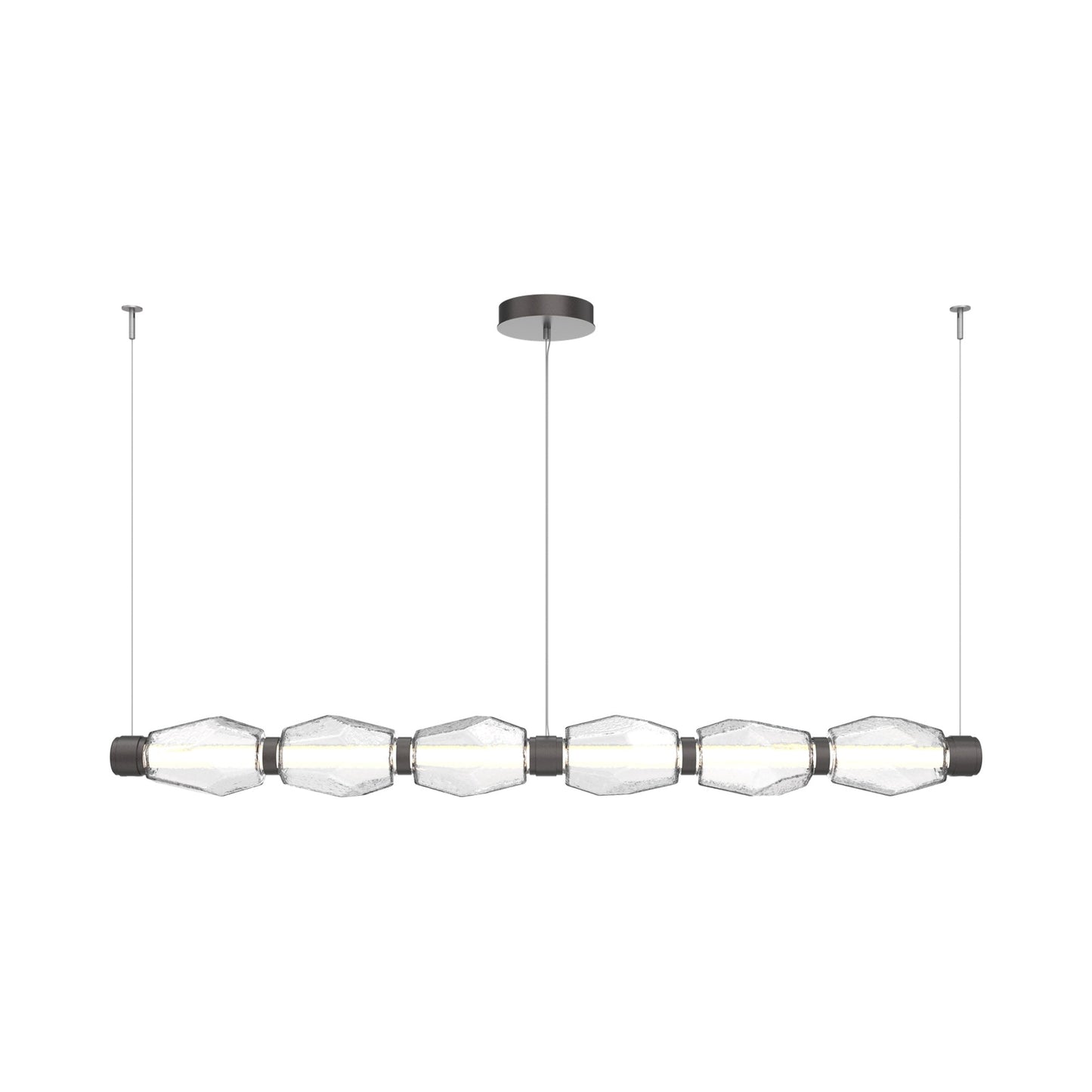 Gem Mandrel Linear LED Chandelier in Graphite/Clear Blown Glass (74-Inch).