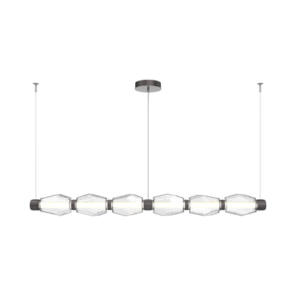 Gem Mandrel Linear LED Chandelier in Graphite/Clear Blown Glass (74-Inch).