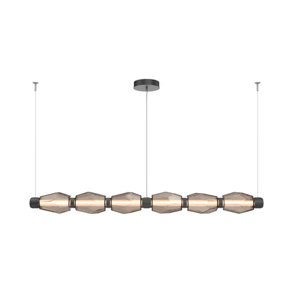 Gem Mandrel Linear LED Chandelier in Matte Black/Bronze Blown Glass (74-Inch).