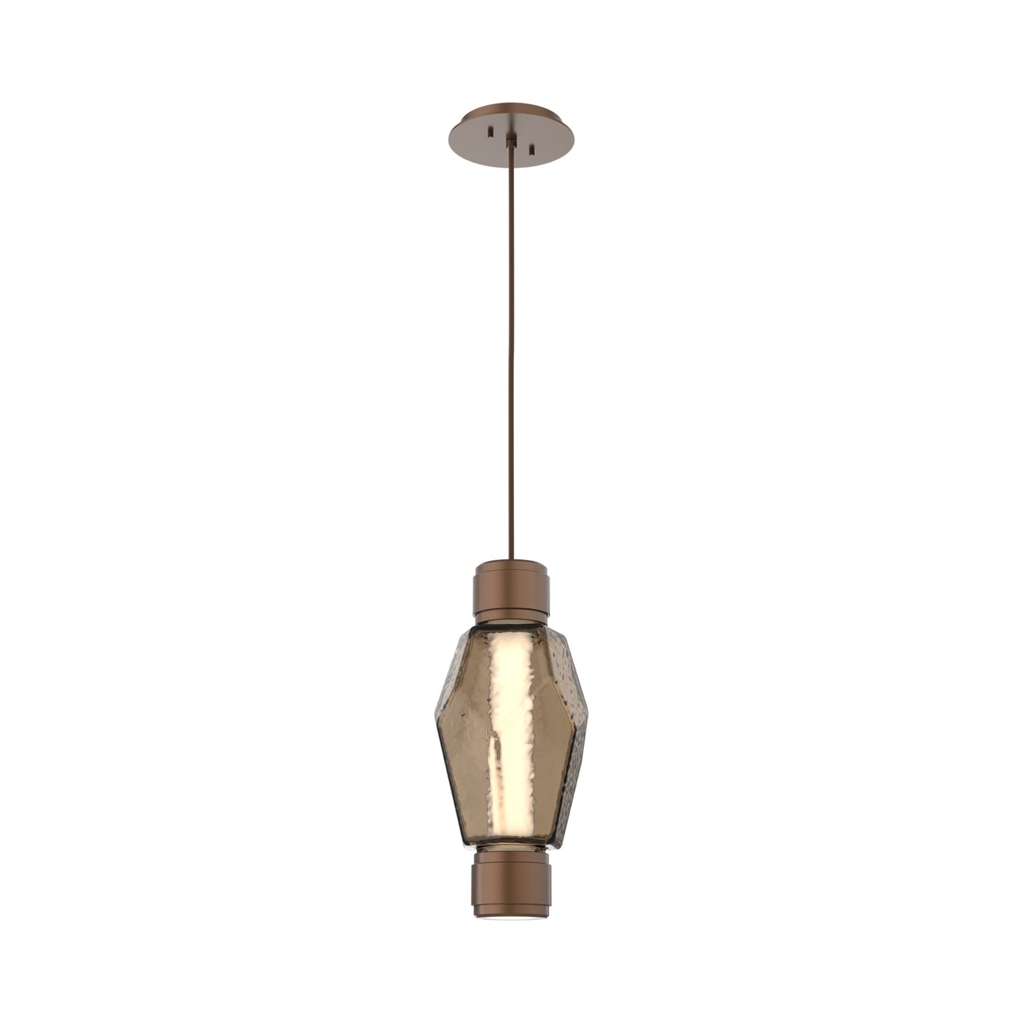 Gem Mandrel Single LED Pendant Light in Burnished Bronze/Bronze Blown Glass.