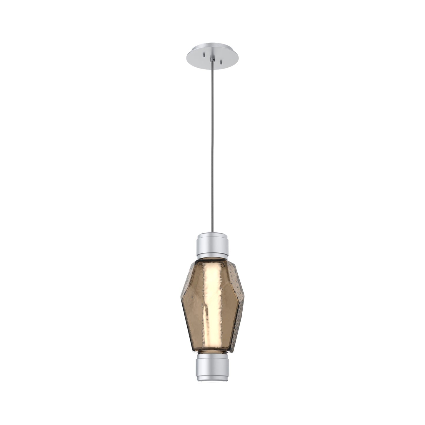 Gem Mandrel Single LED Pendant Light in Classic Silver/Bronze Blown Glass.
