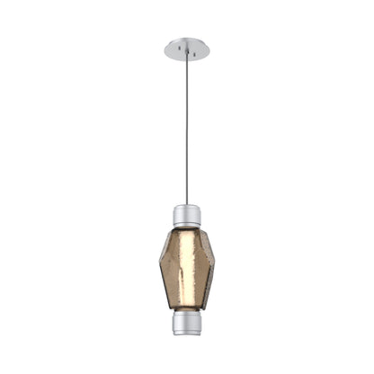 Gem Mandrel Single LED Pendant Light in Classic Silver/Bronze Blown Glass.