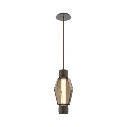 Gem Mandrel Single LED Pendant Light in Flat Bronze/Bronze Blown Glass.