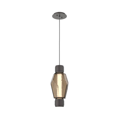Gem Mandrel Single LED Pendant Light in Graphite/Bronze Blown Glass.