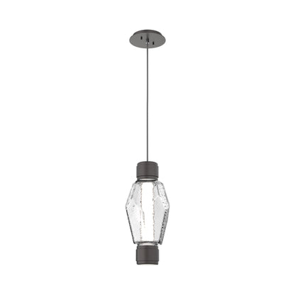Gem Mandrel Single LED Pendant Light in Graphite/Clear Blown Glass.