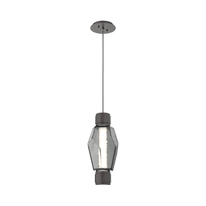 Gem Mandrel Single LED Pendant Light in Graphite/Smoke Blown Glass.