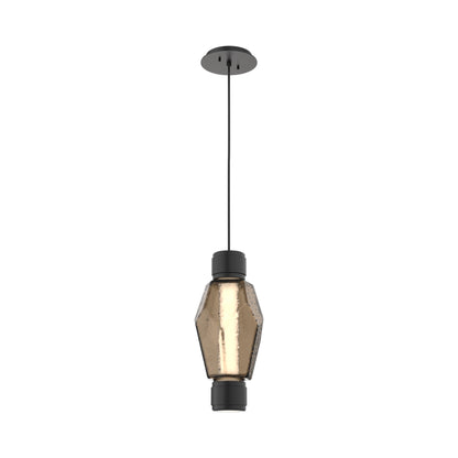Gem Mandrel Single LED Pendant Light in Matte Black/Bronze Blown Glass.