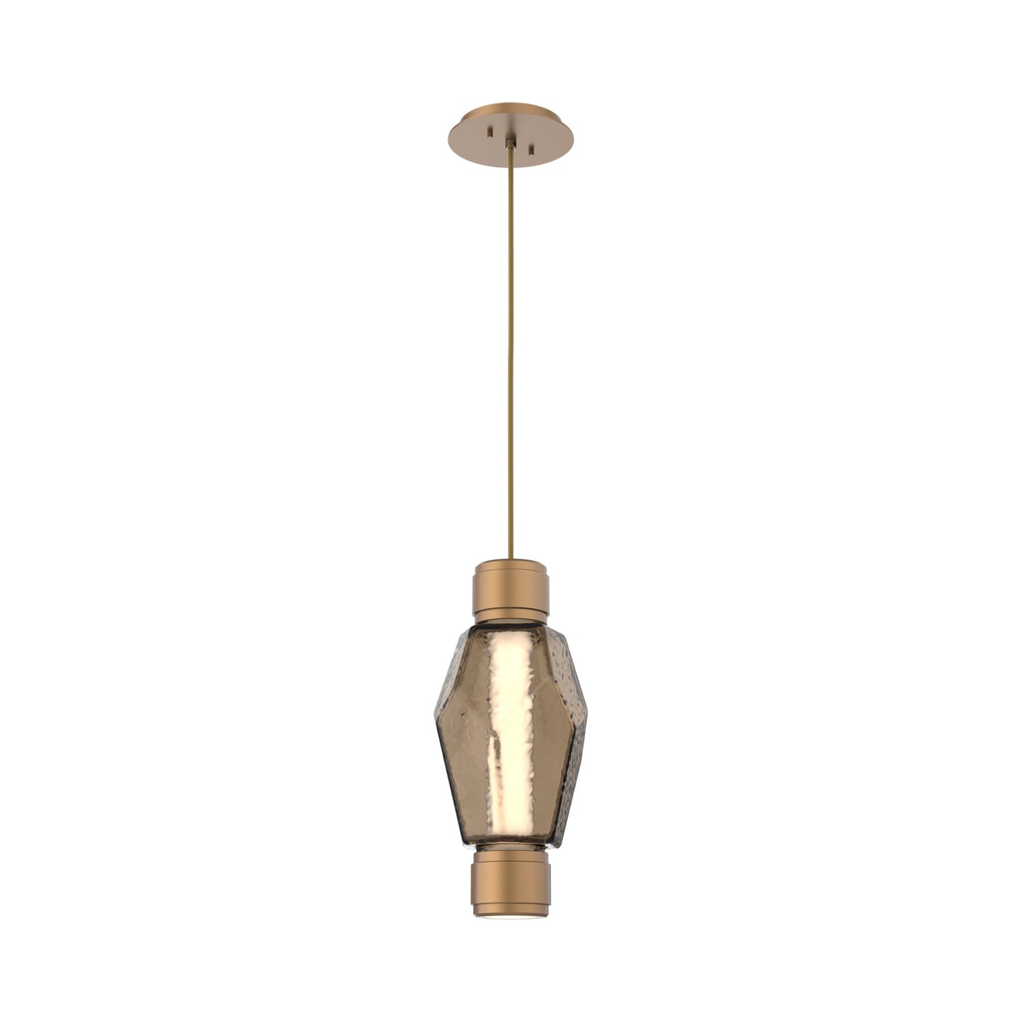 Gem Mandrel Single LED Pendant Light in Novel Brass/Bronze Blown Glass.