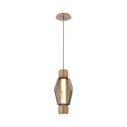 Gem Mandrel Single LED Pendant Light in Novel Brass/Bronze Blown Glass.