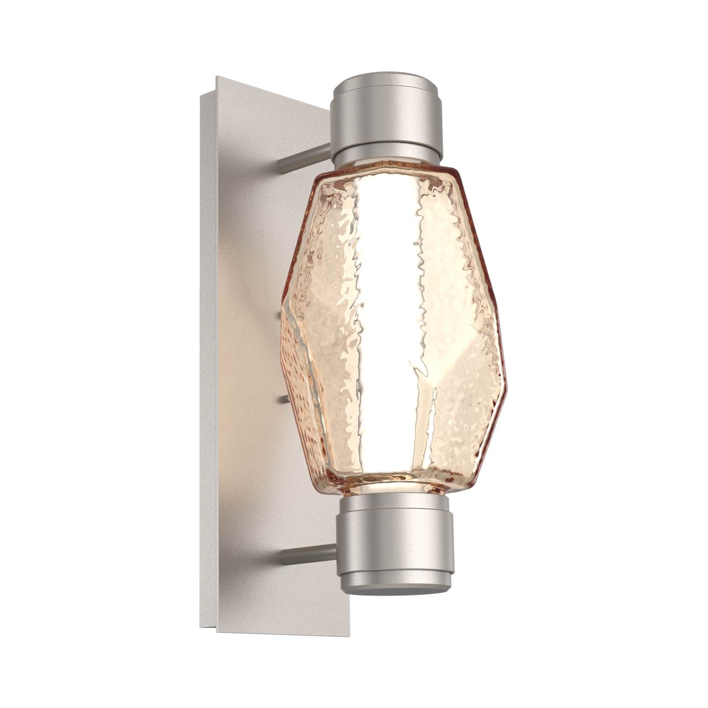 Gem Mandrel Single LED Wall Light in Beige Silver/Amber Blown Glass.