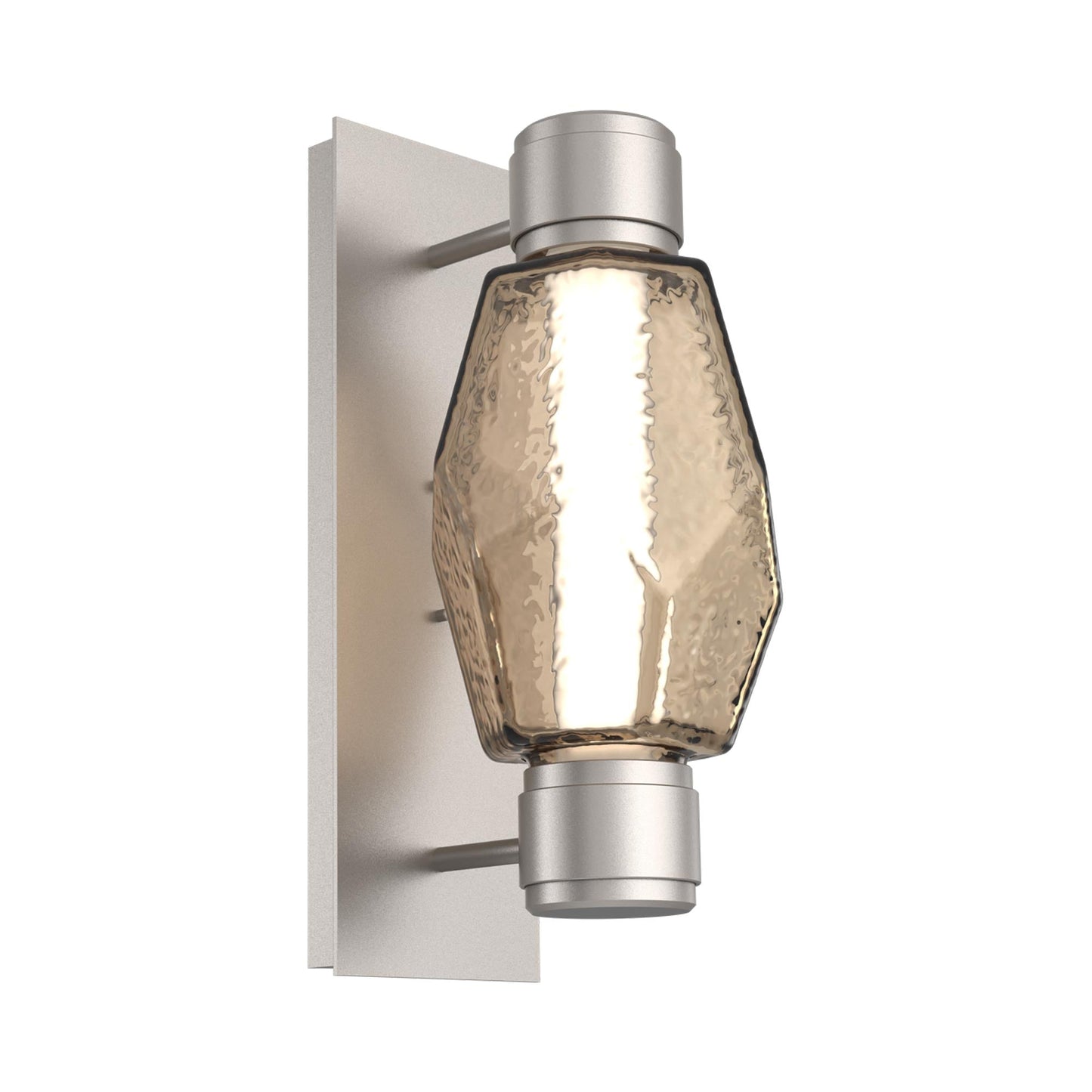 Gem Mandrel Single LED Wall Light in Beige Silver/Bronze Blown Glass.