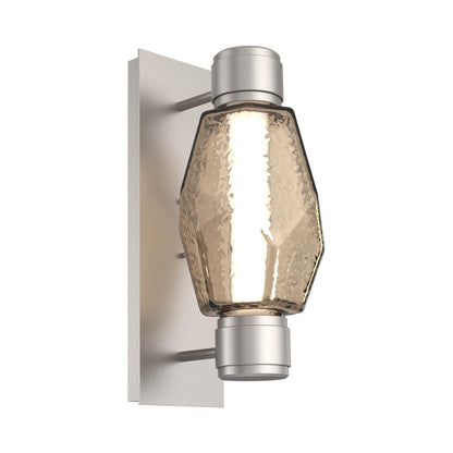 Gem Mandrel Single LED Wall Light in Beige Silver/Bronze Blown Glass.