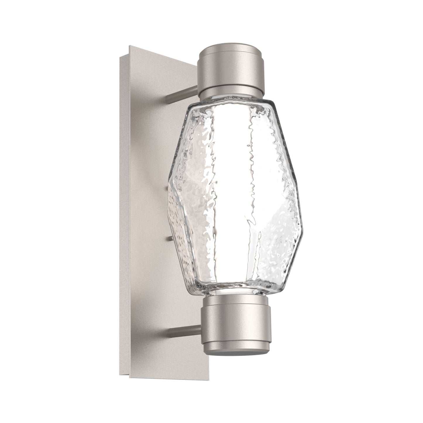 Gem Mandrel Single LED Wall Light in Beige Silver/Clear Blown Glass.