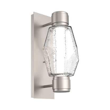 Gem Mandrel Single LED Wall Light in Beige Silver/Clear Blown Glass.