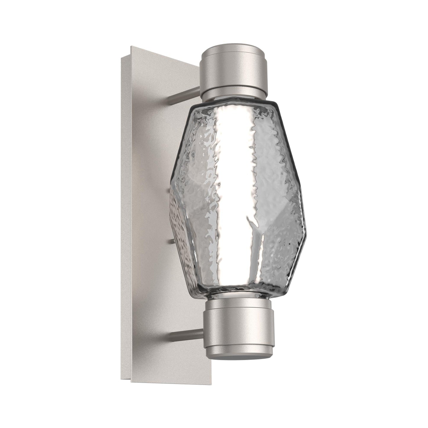Gem Mandrel Single LED Wall Light in Beige Silver/Smoke Blown Glass.