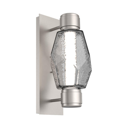 Gem Mandrel Single LED Wall Light in Beige Silver/Smoke Blown Glass.