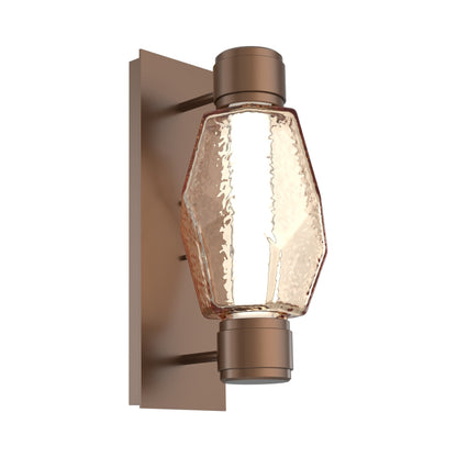 Gem Mandrel Single LED Wall Light in Burnished Bronze/Amber Blown Glass.