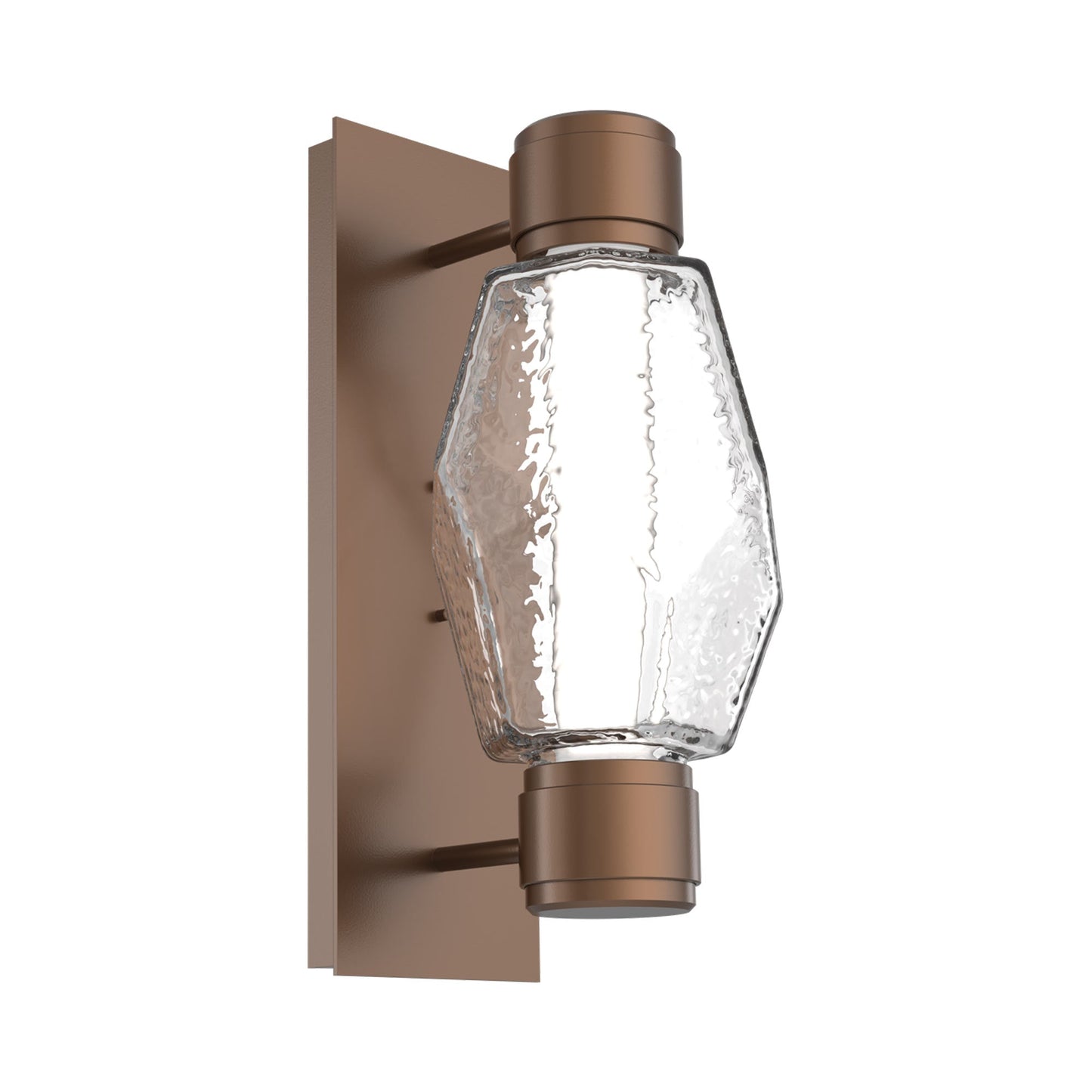 Gem Mandrel Single LED Wall Light in Burnished Bronze/Clear Blown Glass.