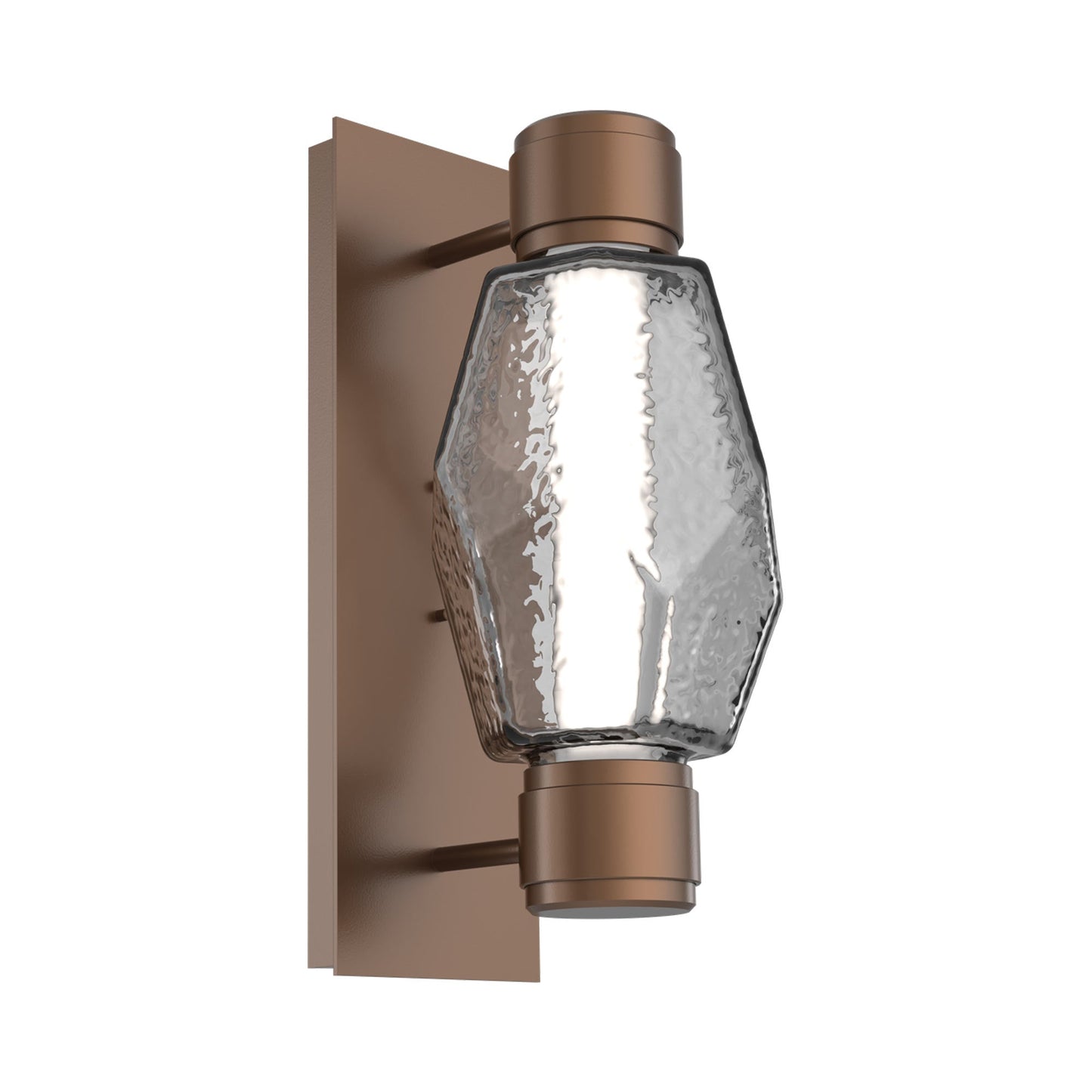 Gem Mandrel Single LED Wall Light in Burnished Bronze/Smoke Blown Glass.