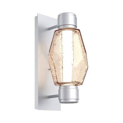 Gem Mandrel Single LED Wall Light in Classic Silver/Amber Blown Glass.