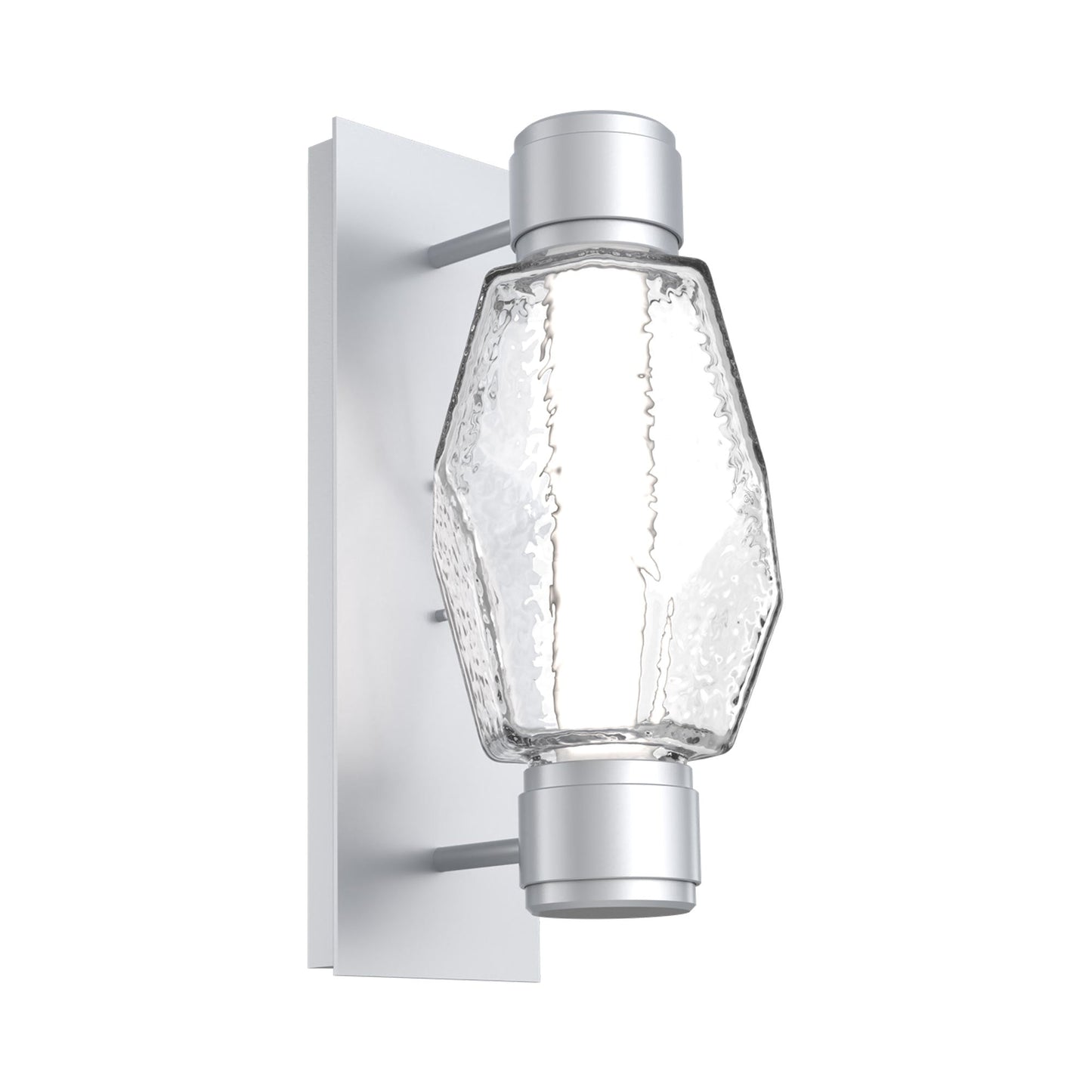 Gem Mandrel Single LED Wall Light in Classic Silver/Clear Blown Glass.