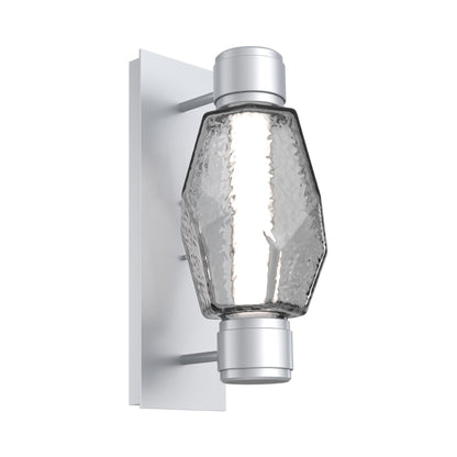Gem Mandrel Single LED Wall Light in Classic Silver/Smoke Blown Glass.