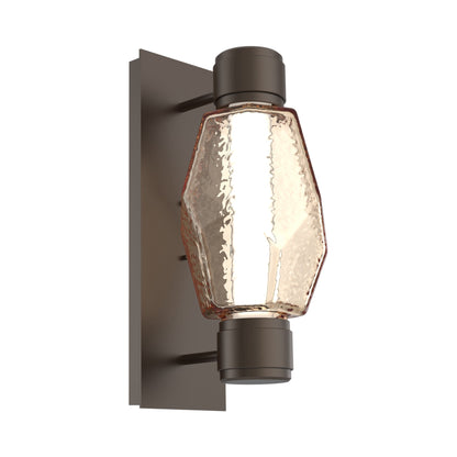 Gem Mandrel Single LED Wall Light in Flat Bronze/Amber Blown Glass.