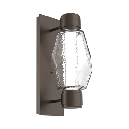 Gem Mandrel Single LED Wall Light in Flat Bronze/Clear Blown Glass.