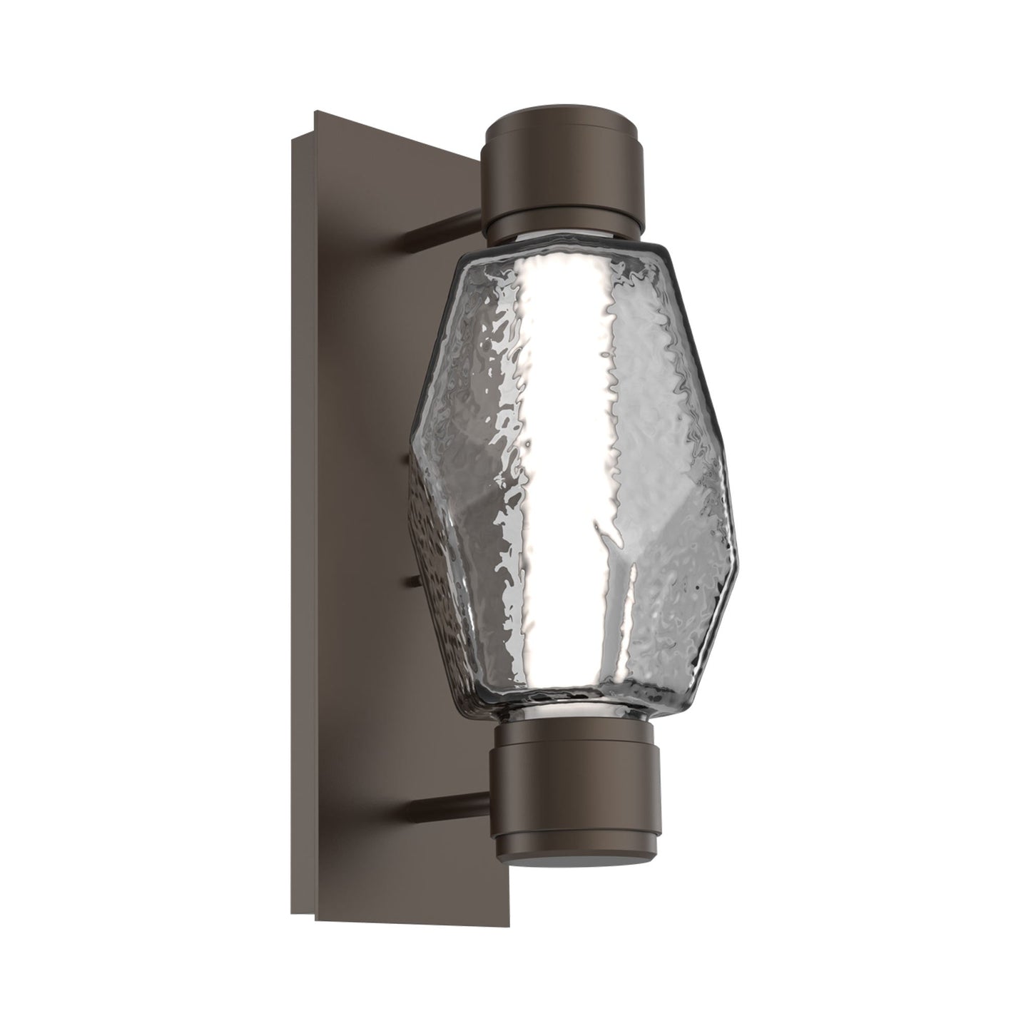 Gem Mandrel Single LED Wall Light in Flat Bronze/Smoke Blown Glass.