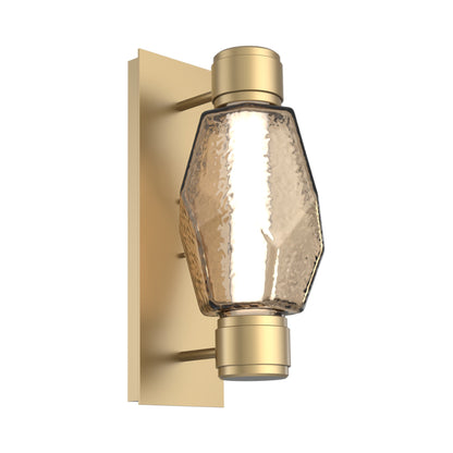 Gem Mandrel Single LED Wall Light in Gilded Brass/Bronze Blown Glass.