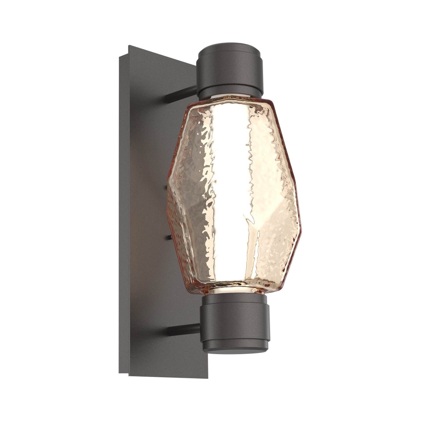 Gem Mandrel Single LED Wall Light in Graphite/Amber Blown Glass.