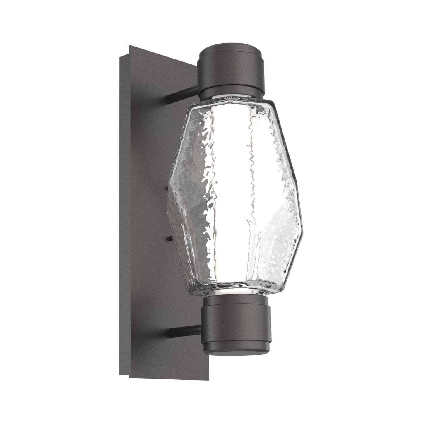 Gem Mandrel Single LED Wall Light in Graphite/Clear Blown Glass.