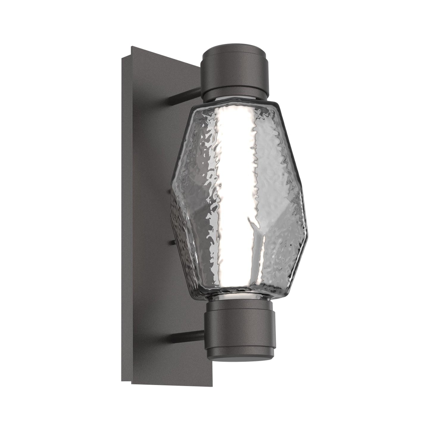 Gem Mandrel Single LED Wall Light in Graphite/Smoke Blown Glass.
