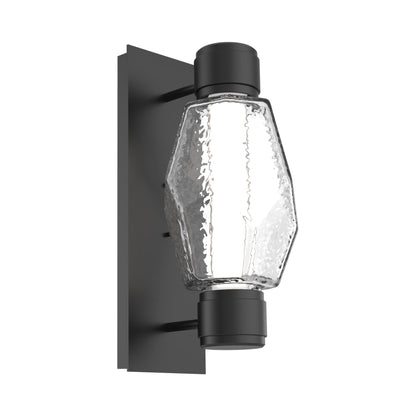 Gem Mandrel Single LED Wall Light in Matte Black/Clear Blown Glass.