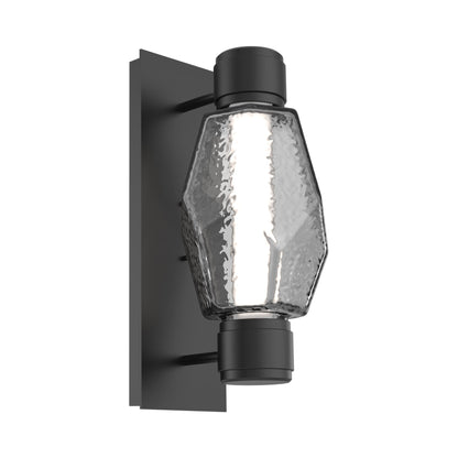 Gem Mandrel Single LED Wall Light in Matte Black/Smoke Blown Glass.