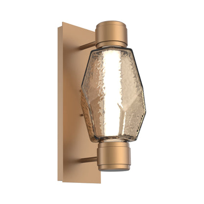 Gem Mandrel Single LED Wall Light in Novel Brass/Bronze Blown Glass.
