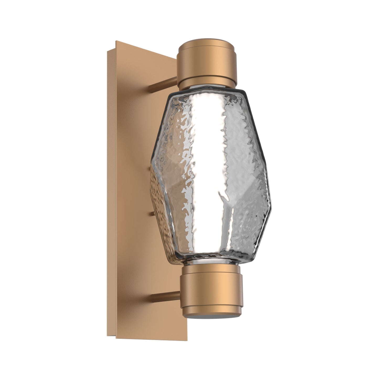 Gem Mandrel Single LED Wall Light in Novel Brass/Smoke Blown Glass.