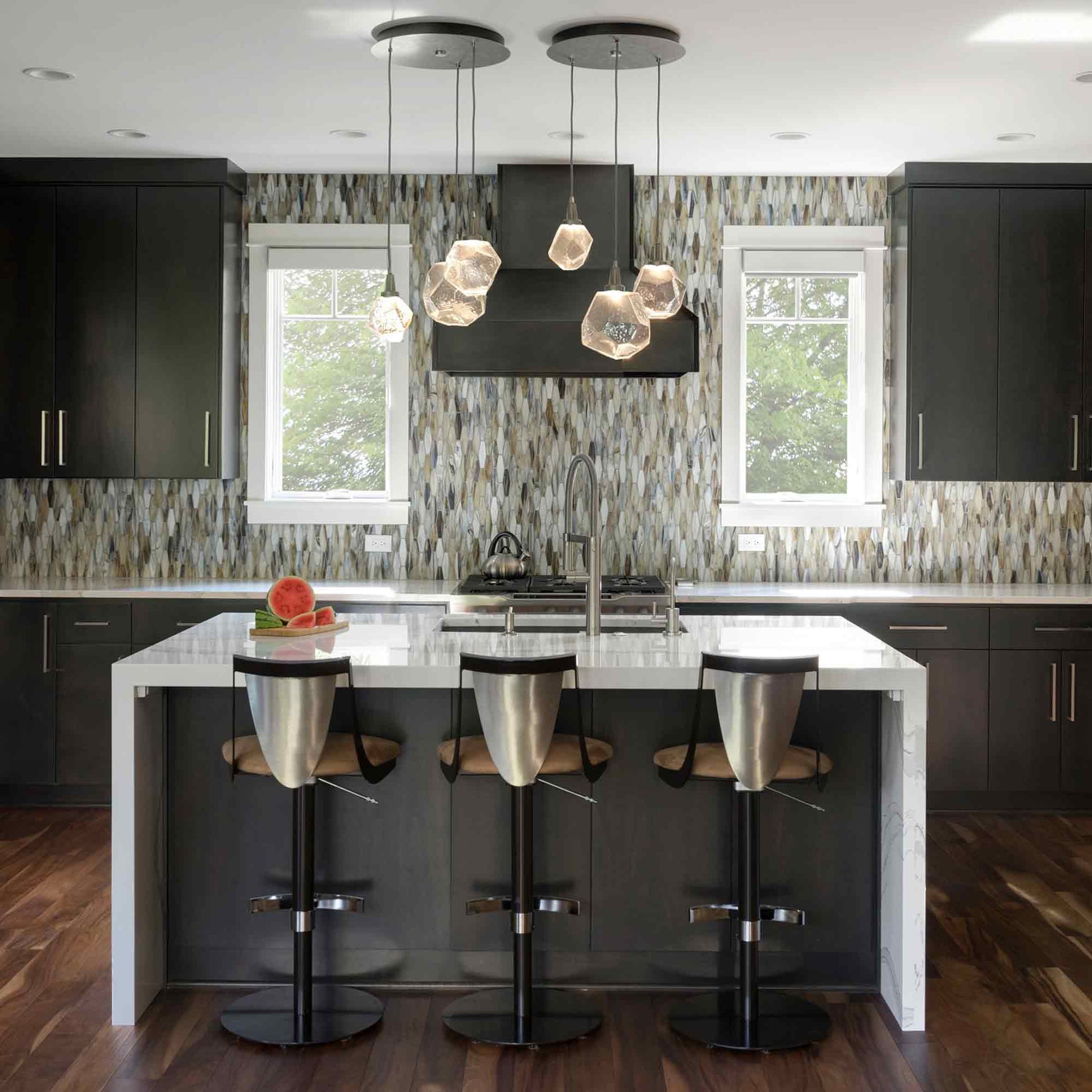 Gem Round LED Multi Light Pendant Light in kitchen.