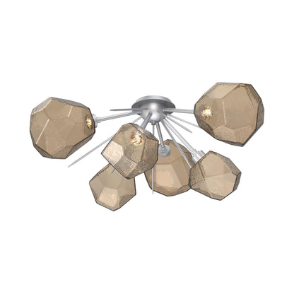 Gem Starburst LED Flush Mount Ceiling Light in Classic Silver/Bronze Blown Glass.