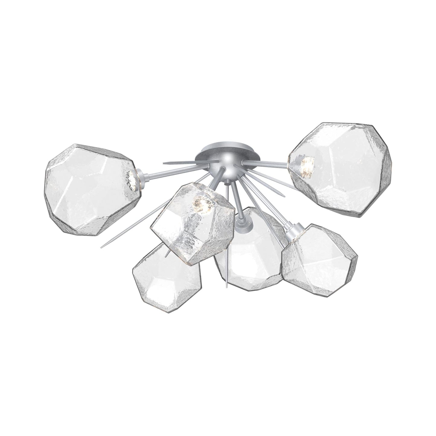 Gem Starburst LED Flush Mount Ceiling Light in Classic Silver/Clear Blown Glass.