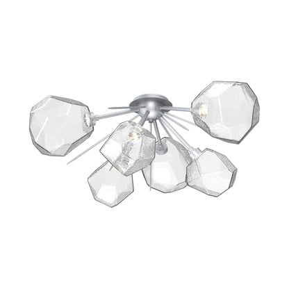 Gem Starburst LED Flush Mount Ceiling Light in Classic Silver/Clear Blown Glass.