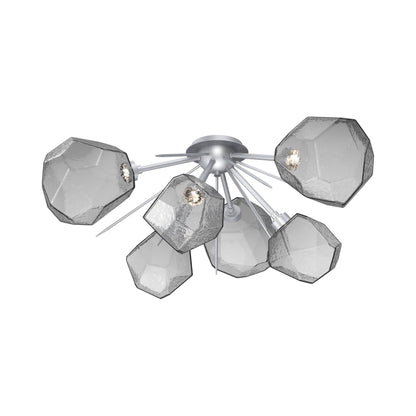 Gem Starburst LED Flush Mount Ceiling Light in Classic Silver/Smoke Blown Glass.