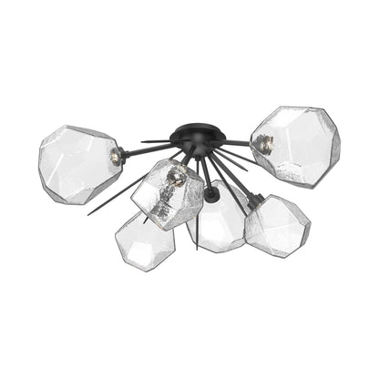 Gem Starburst LED Flush Mount Ceiling Light in Matte Black/Clear Blown Glass.