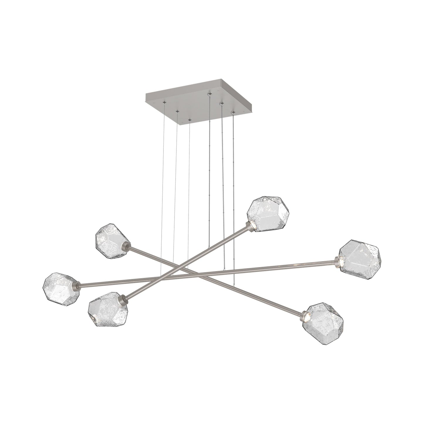 Gem Triple Moda Linear LED Chandelier in Beige Silver/Clear Blown Glass.