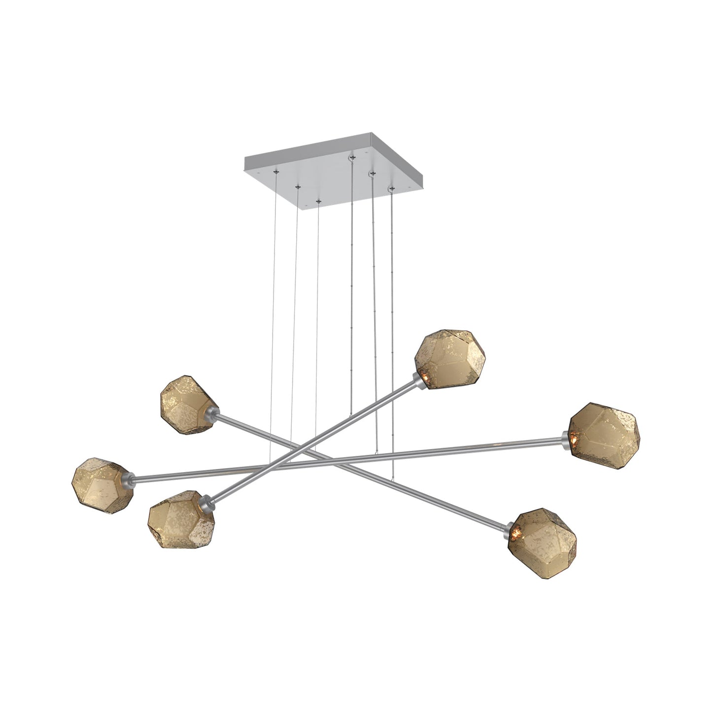 Gem Triple Moda Linear LED Chandelier in Classic Silver/Bronze Blown Glass.