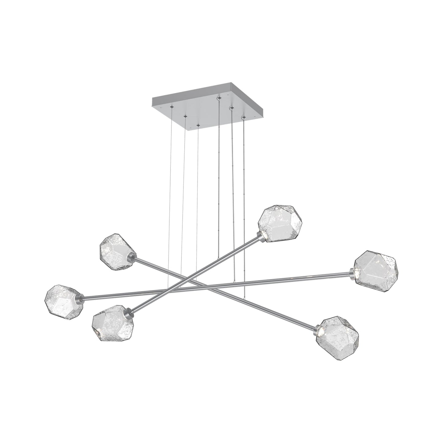 Gem Triple Moda Linear LED Chandelier in Classic Silver/Clear Blown Glass.