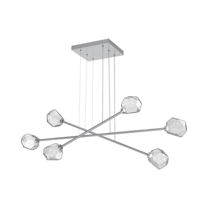 Gem Triple Moda Linear LED Chandelier in Classic Silver/Clear Blown Glass.