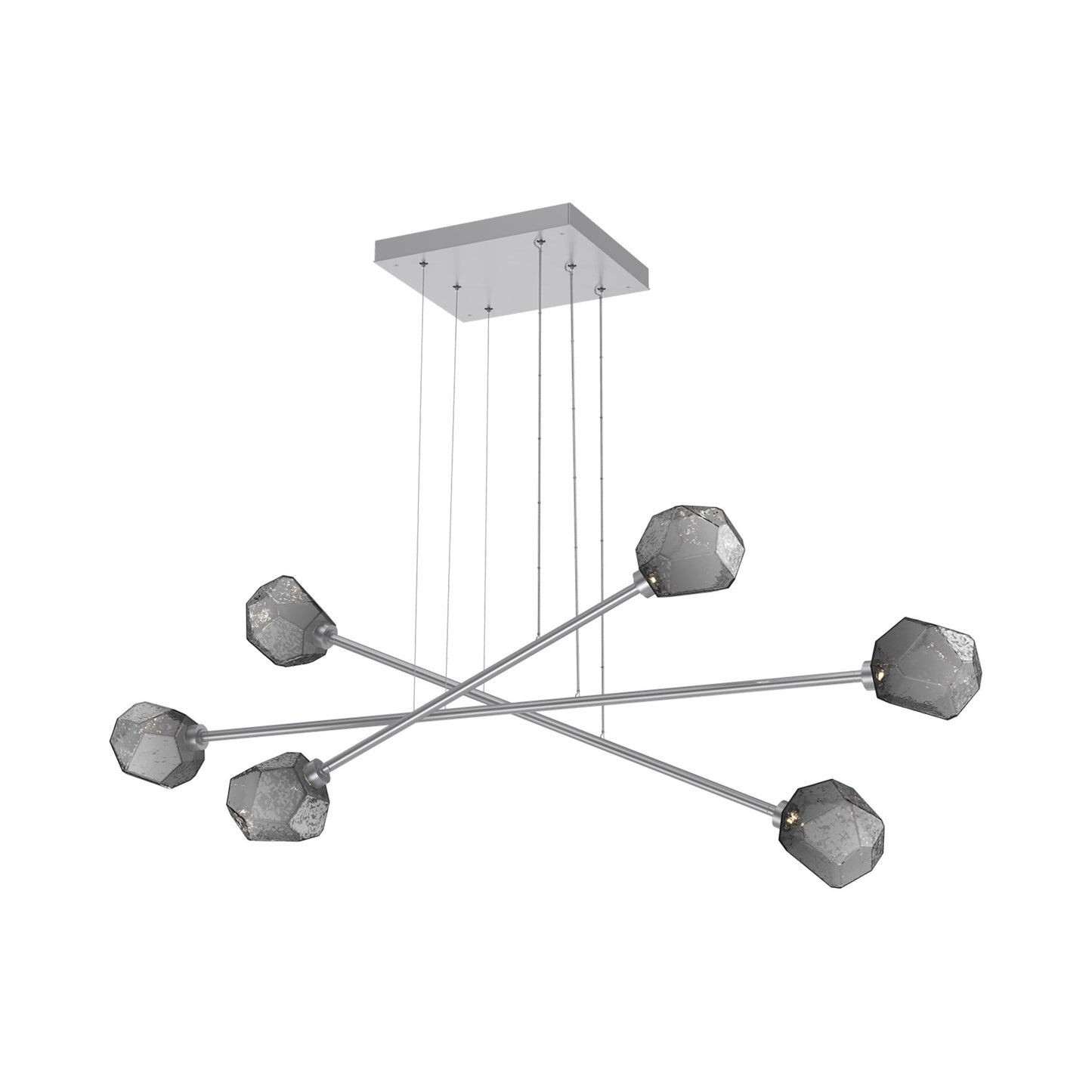 Gem Triple Moda Linear LED Chandelier in Classic Silver/Smoke Blown Glass.