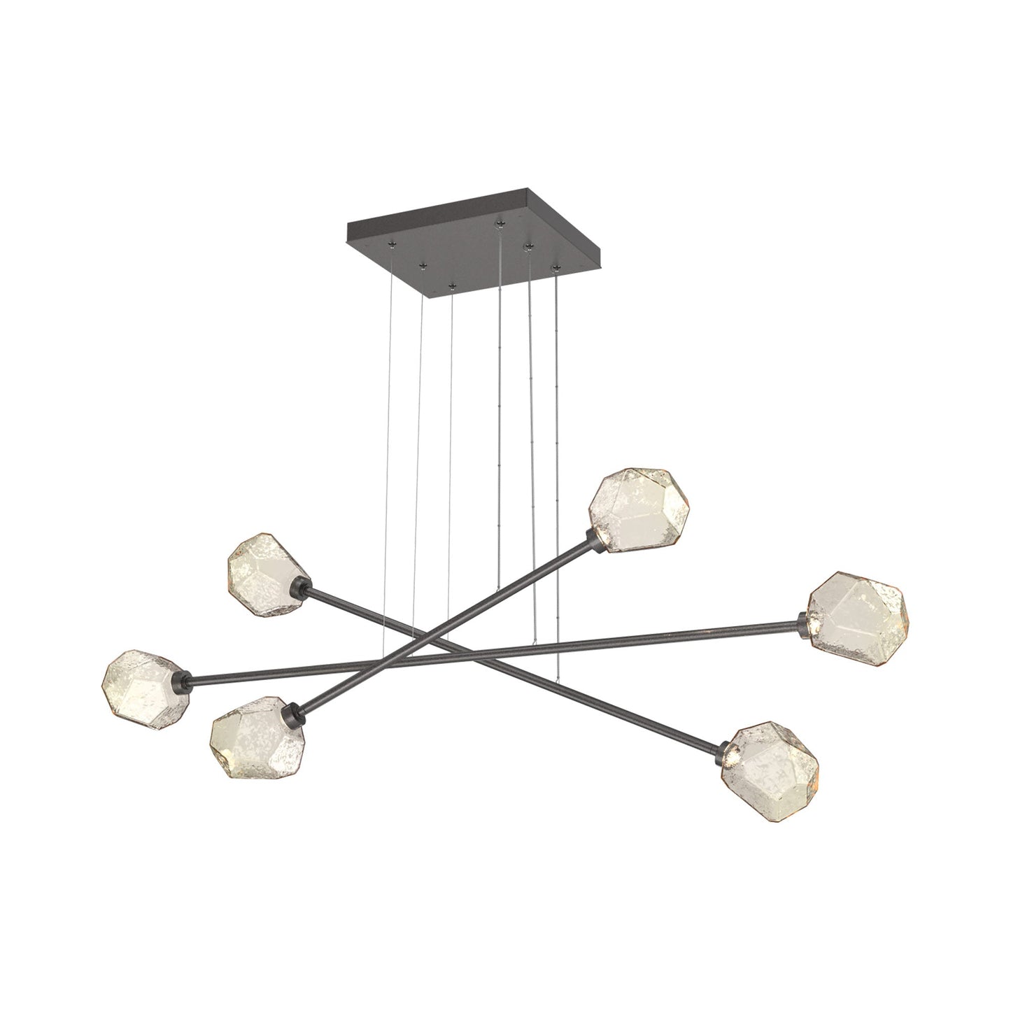 Gem Triple Moda Linear LED Chandelier in Graphite/Amber Blown Glass.